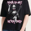 Camiseta Oversize Rock is Art negra Mujer