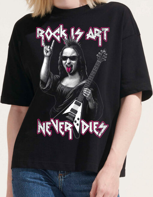 Camiseta Oversize Rock is Art negra Mujer
