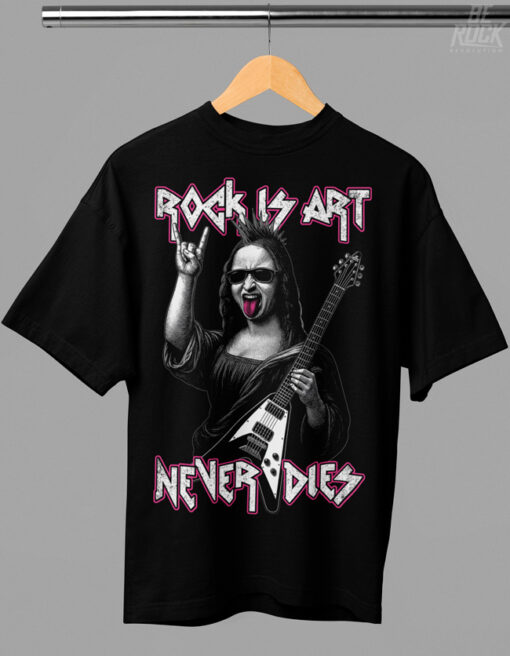 Camiseta Oversize Rock is Art negra HOMBRE