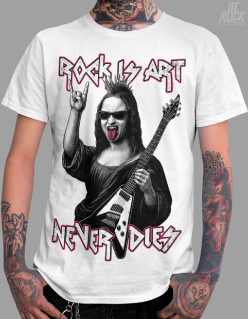 Camiseta Be Rock- Rock is Art blanco UNISEX